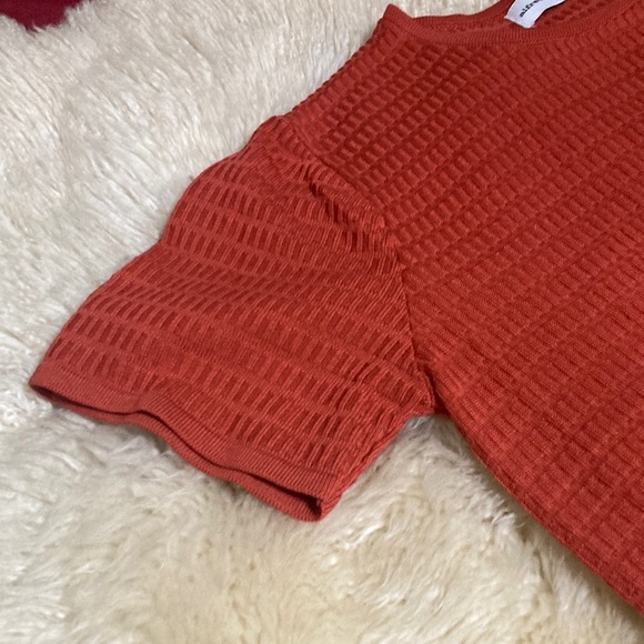 Textured Orange Short Sleeve Top - Picture 8 of 8